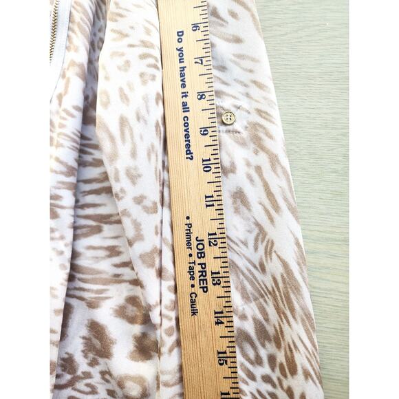 TOP/BLOUSE-CALVIN KLEIN-Gold-Cream-Front Diagonal Gold Zipper-Sleeve Roll Tab-SM - Picture 12 of 12